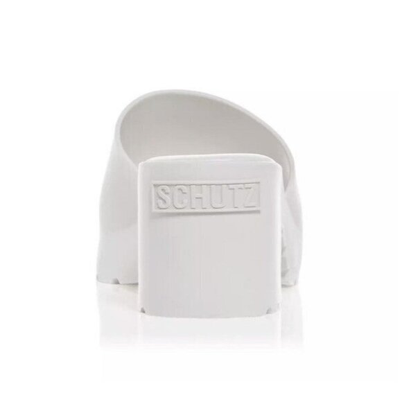 SCHUTZ Women's Mizzy Block-Heel  Mule Sandal Size 36 White - Picture 2 of 9